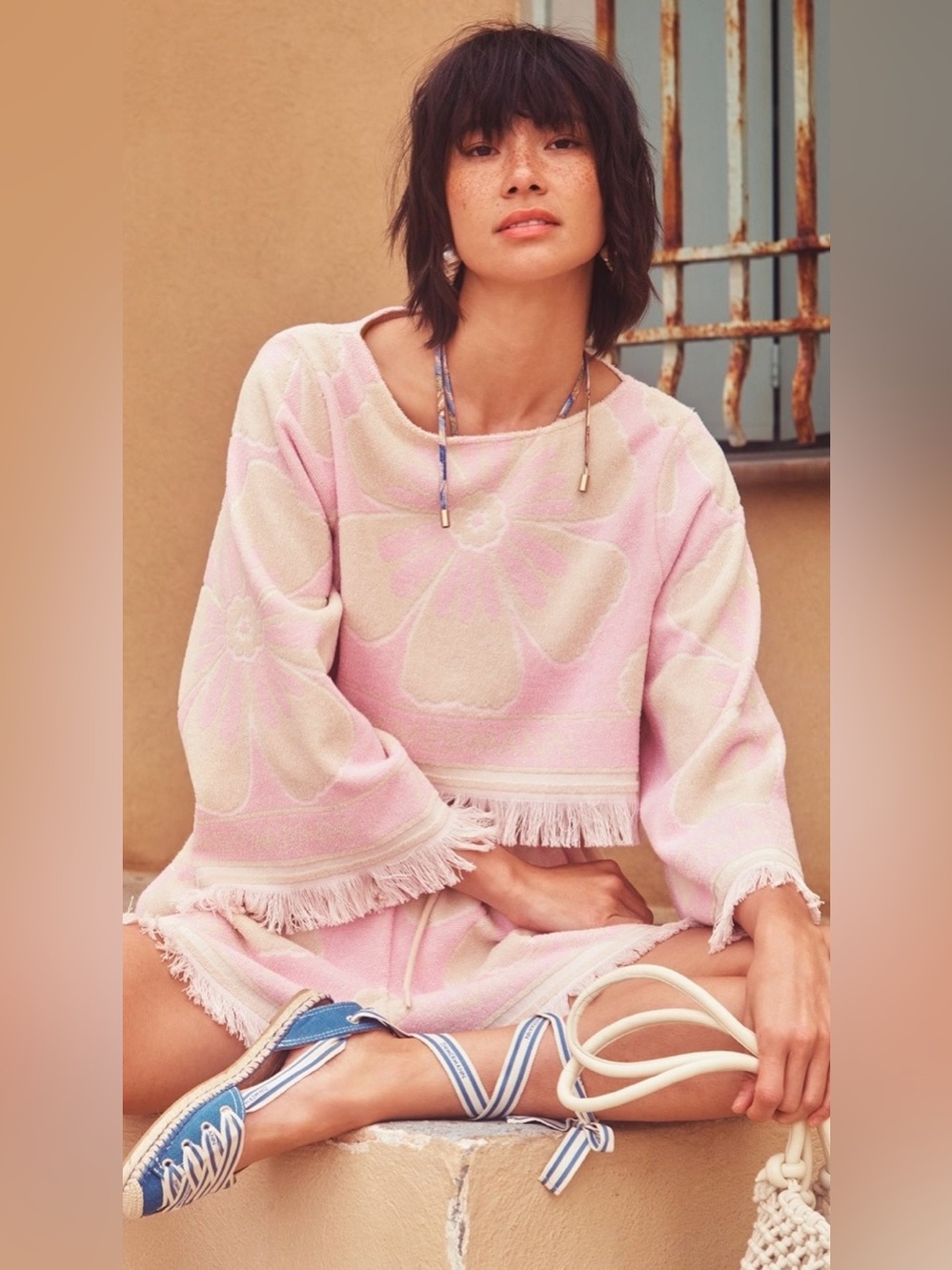 NWT ZIMMERMANN Pop Long Sleeve Towelling Crop Top